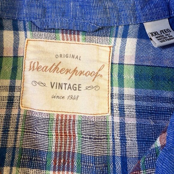Weatherproof Vintage Short Sleeve Weather Wash Shirt Men M Blue Plaid XXL - Picture 3 of 12